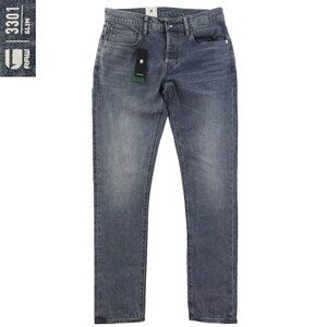 G-Star Raw Jeans Button Fly 3301 Slim Denim Stretch Men "32x32" Actual 34x32 NWT
